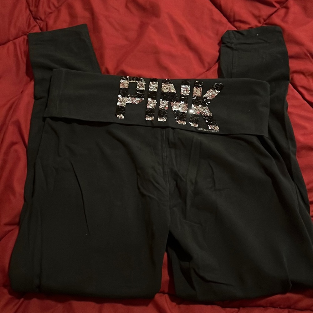VS Pink Fold-over Yoga Leggings